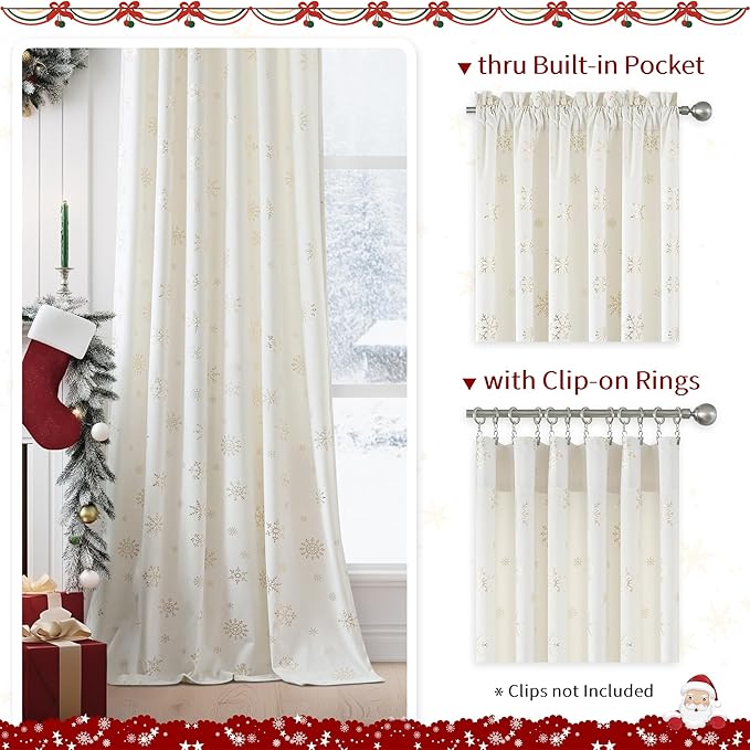 FMFUNCTEX Velvet Curtains Christmas Curtain