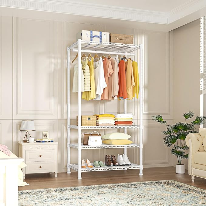 Ulif H2 Heavy-Duty Portable Closets, 4-Tier Freestanding Garment Rack Suit