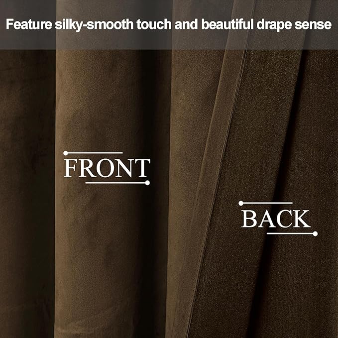 JIUZHEN Room Darkening Velvet Curtains 2 Panels Set, Luxury Window Treatment