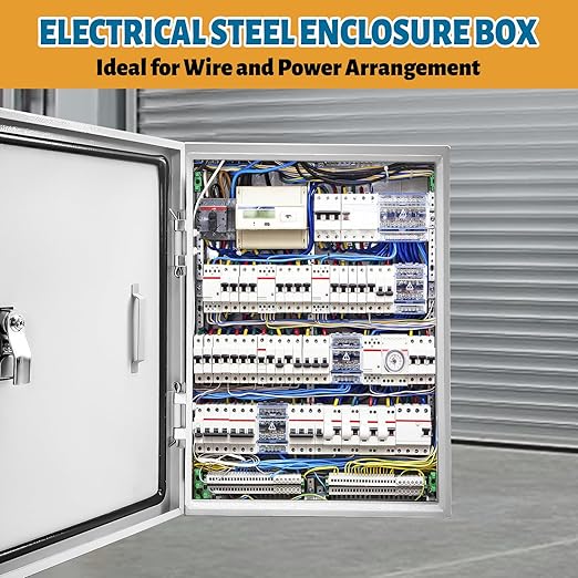 Outdoor Electrical Box 20 x 12 x 10''D NEMA 4X Enclosure Steel Box, Waterproof