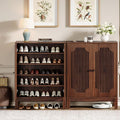Tribesigns Shoe Cabinet with Doors, 5-Tier Shoe Storage Cabinet with Adjustable (Set of 2)