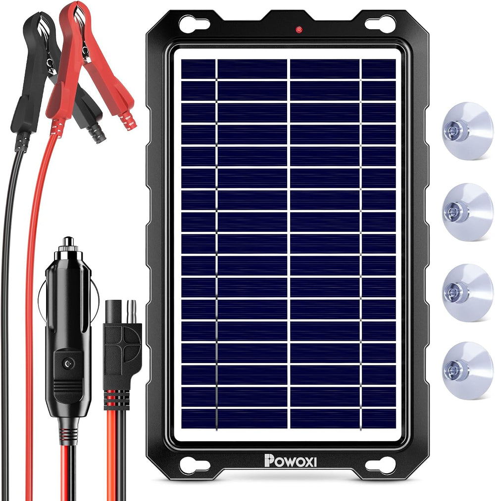 POWOXI 7.5W 12V Solar Battery Charger Trickle Maintainer Kit for Car