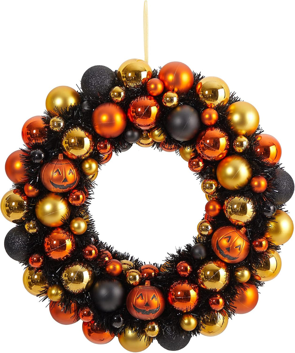 Nearly Natural 19" Shatterproof Pumpkin Ornament Halloween Wreath