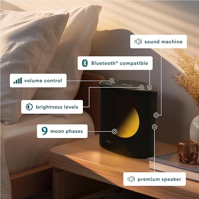 Homedics Sound Sleep Moon Dream Sound Machine and Alarm Clock, Enhance Sleep