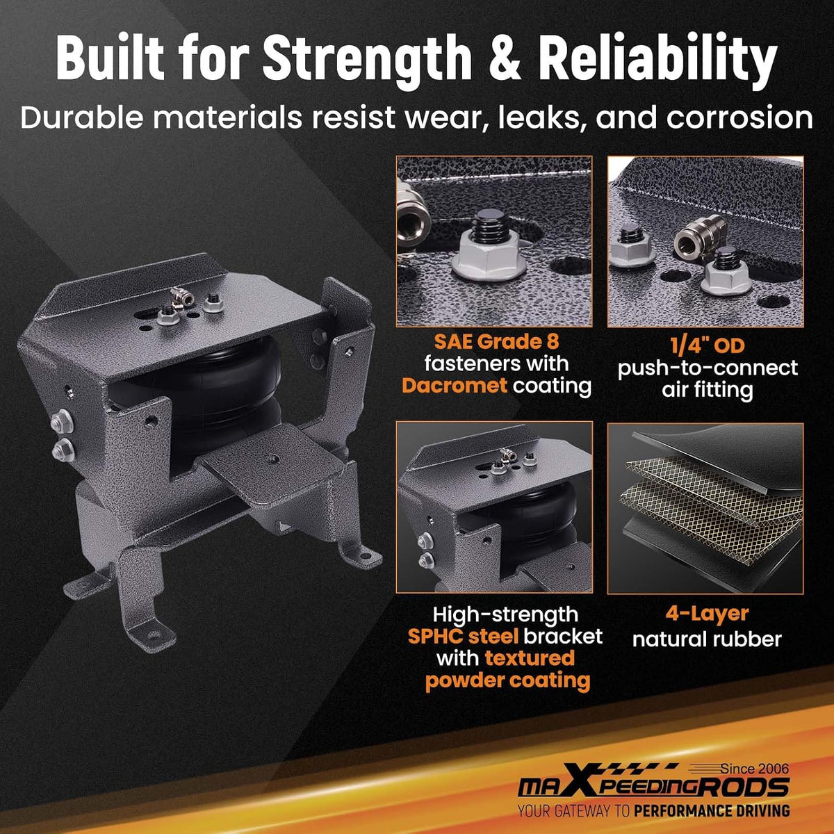 maxpeedingrods 5000 lbs air suspension bags kit for, close-up detail