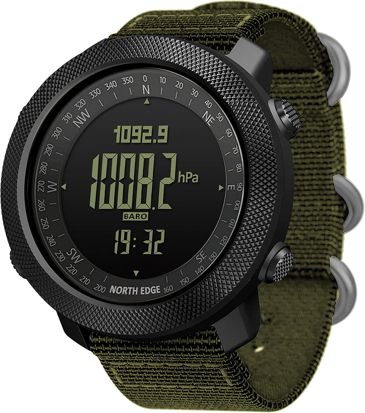 North Edge Apache Tactical Sports Watches for Men , Outdoor Survival Military Compass Rock Solid Digital Watches with Durable Band, Steps Tracker Pedometer Calories (Green)…