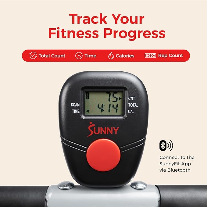 Sunny Health & Fitness Smart Row-N-Ride Glute & Leg Trainer, Foldable Squat