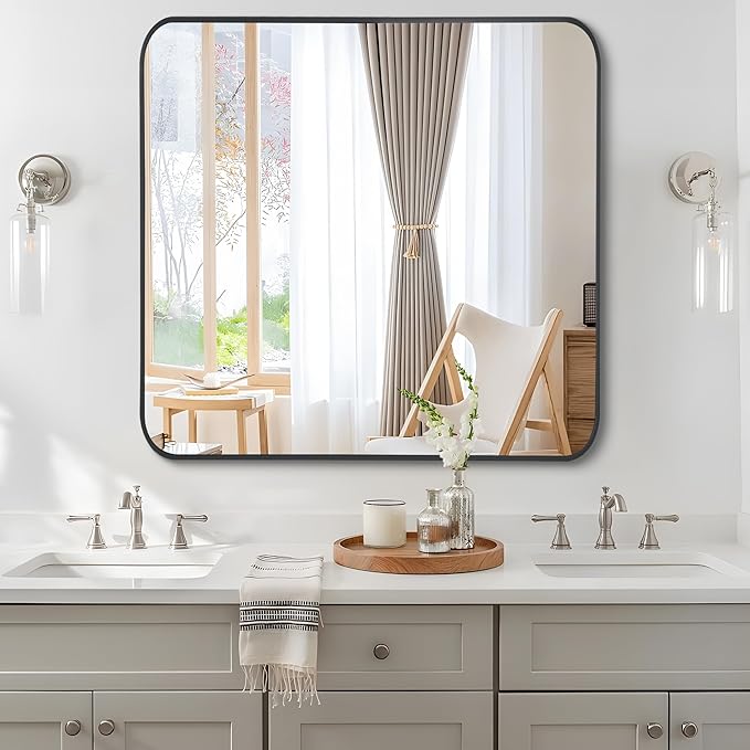 FORBATH Bathroom Mirror 36" x 36"，Large Square Wall Mirror