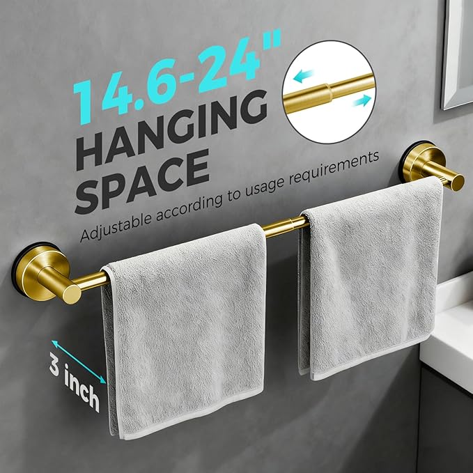Adjustable Suction Cup Towel Bar (2 Pack)