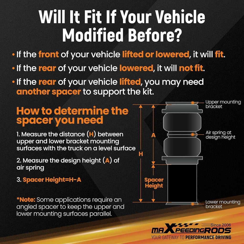 maxpeedingrods 5000 lbs air suspension bags kit for showing dimensions