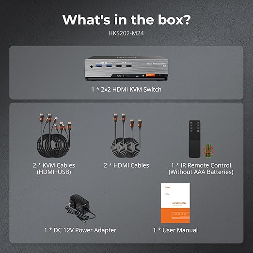 TESmart 8K@60Hz HDMI KVM Switch 2 Monitors 2 Computers USB 3.0, HDMI KVM Switch