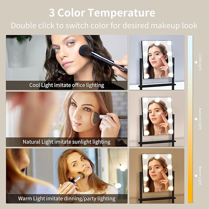 Vanity Mirror with Lights, Makeup Mirror with Lights with 9 Dimmable LED Bulbs