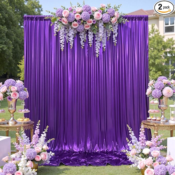 10ftx10ft Shimmer Purple Sequin Backdrop Curtain for Parties, Thick Wrinkle Free Glitter Backdrop Drapes Photo Back Drop Curtains for Birthday Wedding Halloween Photography Background-2 Panels 5x10ft
