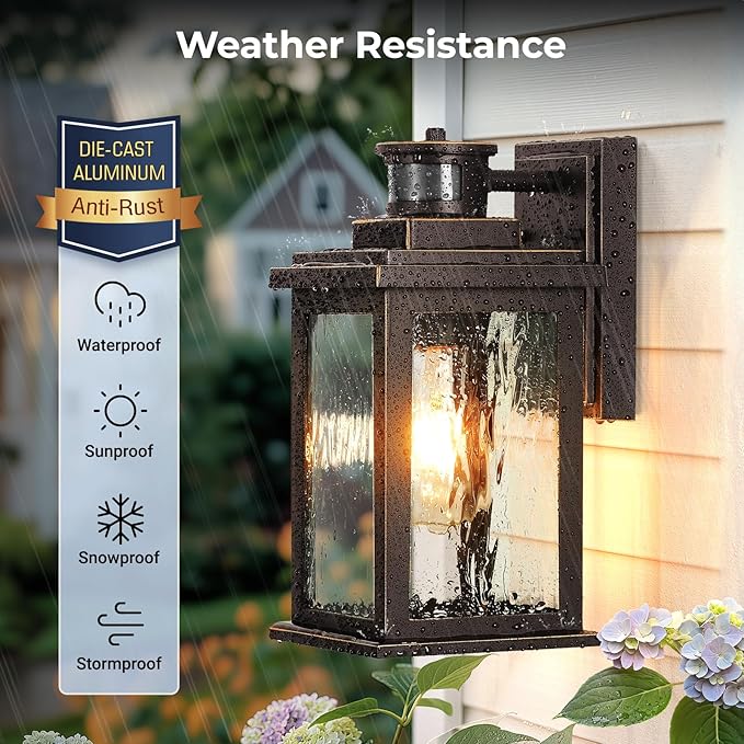 VIANIS Motion Sensor Outdoor Light Fixture, 2 Pack Oil-Rubbed Bronze,