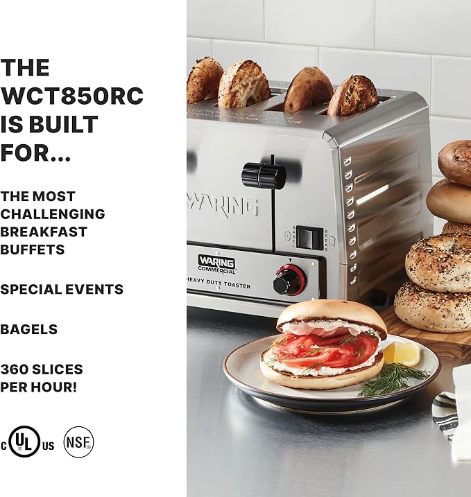 Waring Commercial WCT850RC 4-Slice Heavy Duty Commercial Pop-Up Bread/Bagel