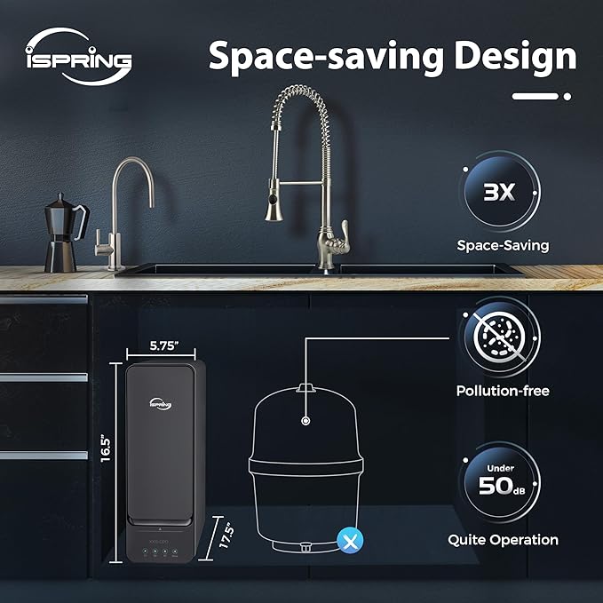 iSpring RO1000-ORB Tankless Reverse Osmosis Water Filtration System, 1000 GPD