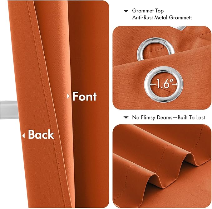 MIULEE Orange Blackout Curtains