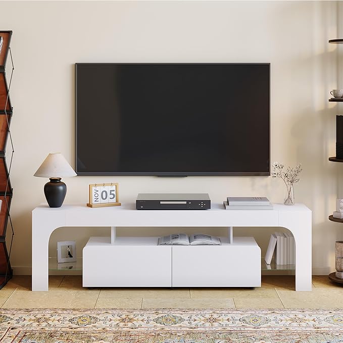 IDEALHOUSE LED TV Stand for 55 to 75 Inch TV, Modern TV Console Table