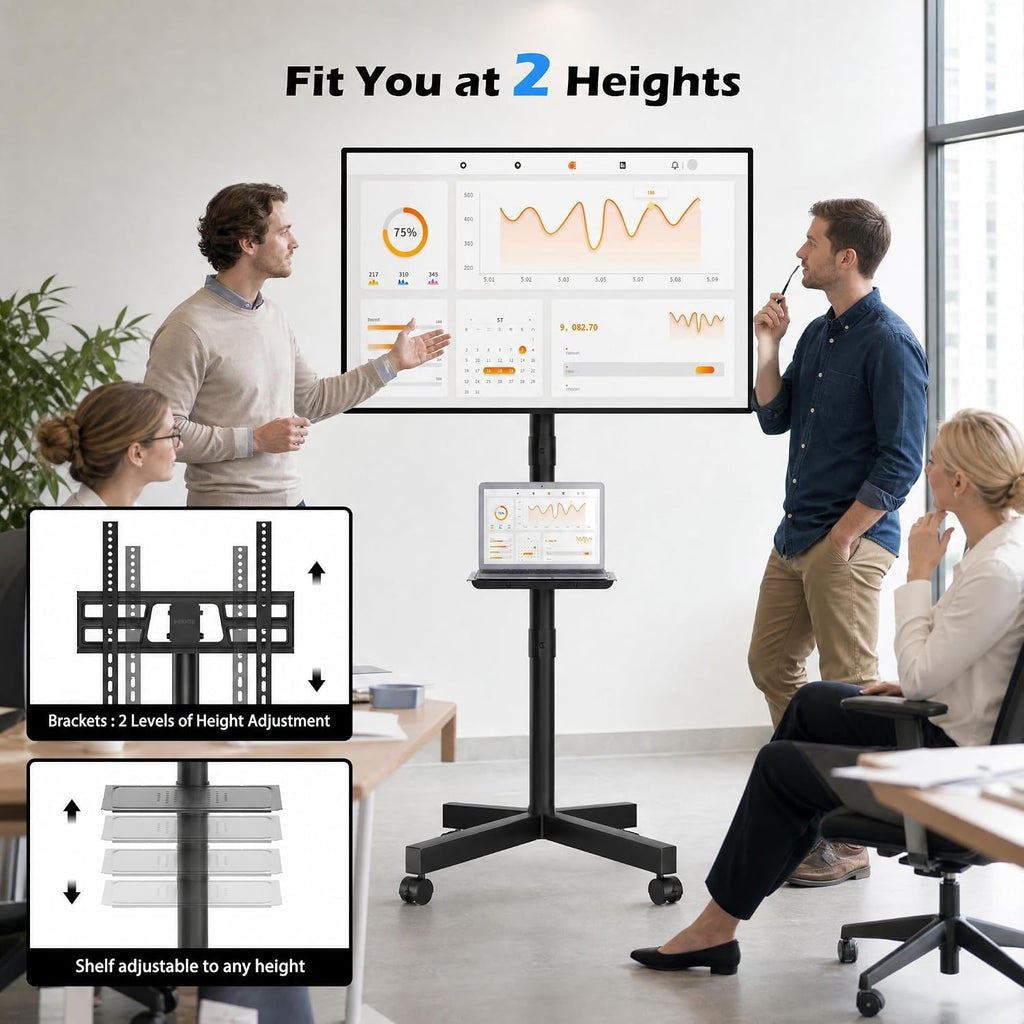 bontec rolling tv stand with tilt,mobile tv stand, package contents