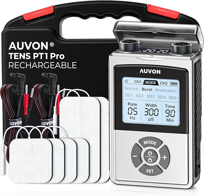 AUVON Rechargeable Digital TENS Unit Muscle Stimulator