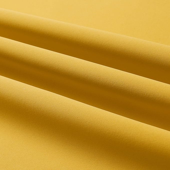 DUALIFE Yellow Solid Curtains 96 Inch Length Blackout Curtain Panels
