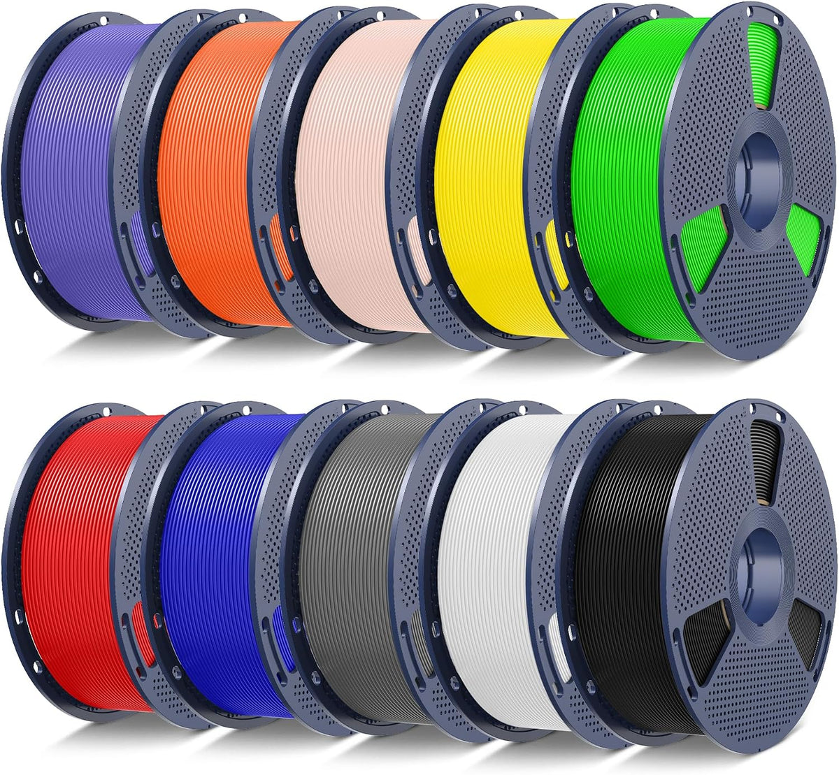 SUNLU PLA+2.0 3D Printer Filament, Multicolor, 10-Pack (10KG)