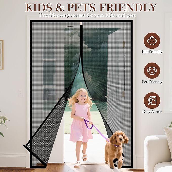 Yotache Reinforced Magnetic Screen Door Fit 48"x84" Doors, Screen Size 50" x 85"