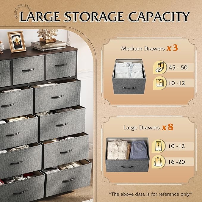 WLIVE Tall Dresser for Bedroom, Fabric Dressers Storage Tower, Dresser & Chest