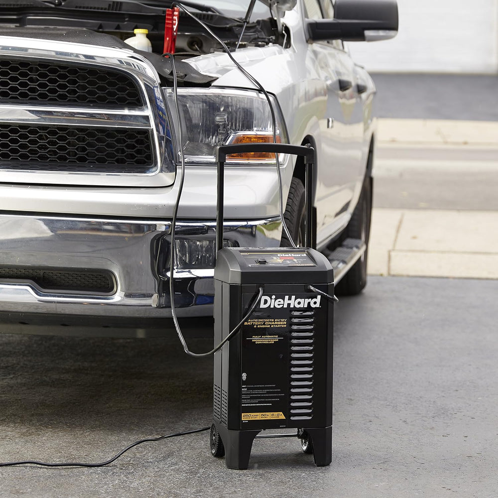 DieHard 71341 6/12V Gold Smart Wheel Battery Charger and 50/250A Maintainer
