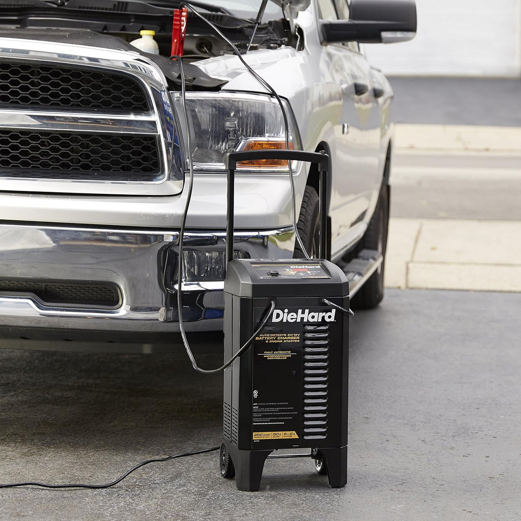 DieHard 71341 6/12V Gold Smart Wheel Battery Charger and 50/250A Maintainer