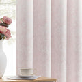 Beauoop Pink Floral Jacquard Blackout Curtains 84 Inches Long 2 Panels