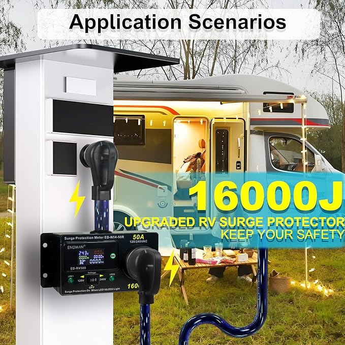 50 Amp RV Surge Protector with kWh Energy Monitor
