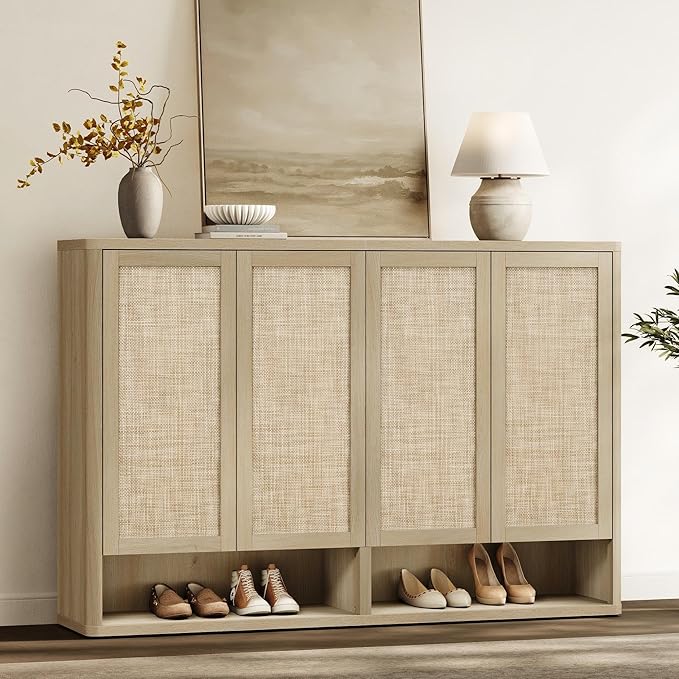 SICOTAS Rattan Shoe Storage Cabinet