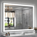 SMIROR 48x40 Black Framed LED Lighted Bathroom Vanity Mirror for Wall