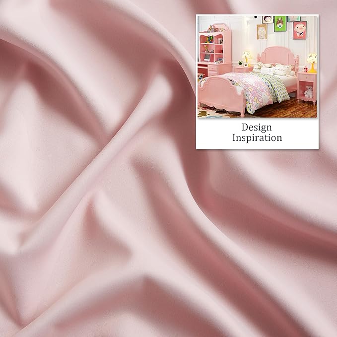 DUALIFE Blackout Curtains Baby Pink 90 Inch Length