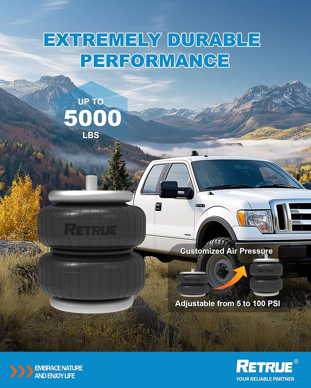 RETRUE Rear Air Bags Suspension Kit for 2004-2008 Ford F150