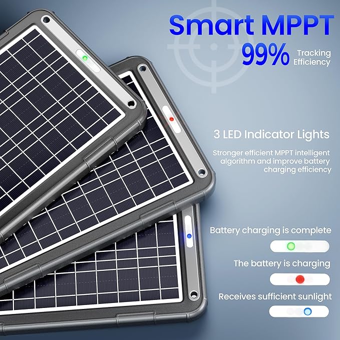 POWOXI 12V Solar Car Battery Charger: 12W Solar Trickle Charger Maintainer