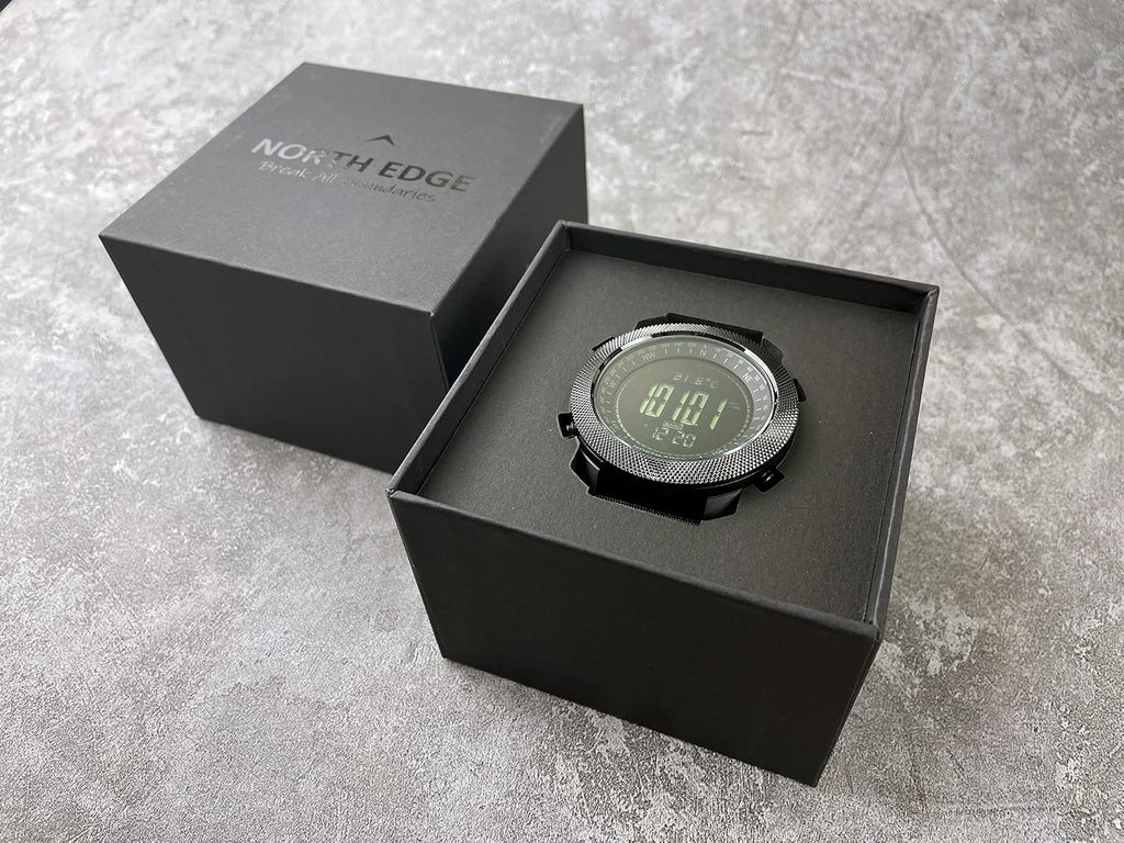 North Edge Apache Tactical Sports Watches for Men , Outdoor Survival Military Compass Rock Solid Digital Watches with Durable Band, Steps Tracker Pedometer Calories (Green)…