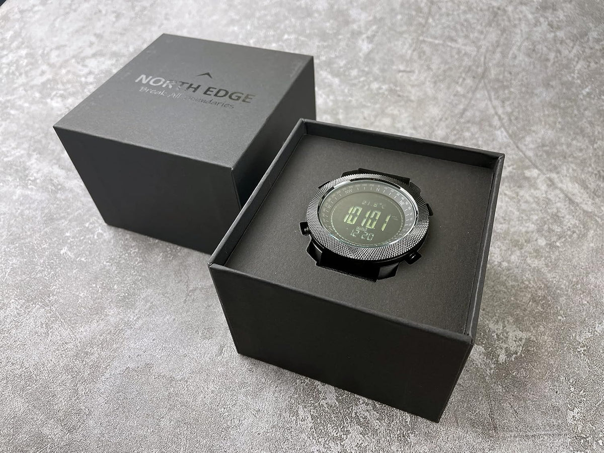 North Edge Apache Tactical Sports Watches for Men , Outdoor Survival Military Compass Rock Solid Digital Watches with Durable Band, Steps Tracker Pedometer Calories (Green)…