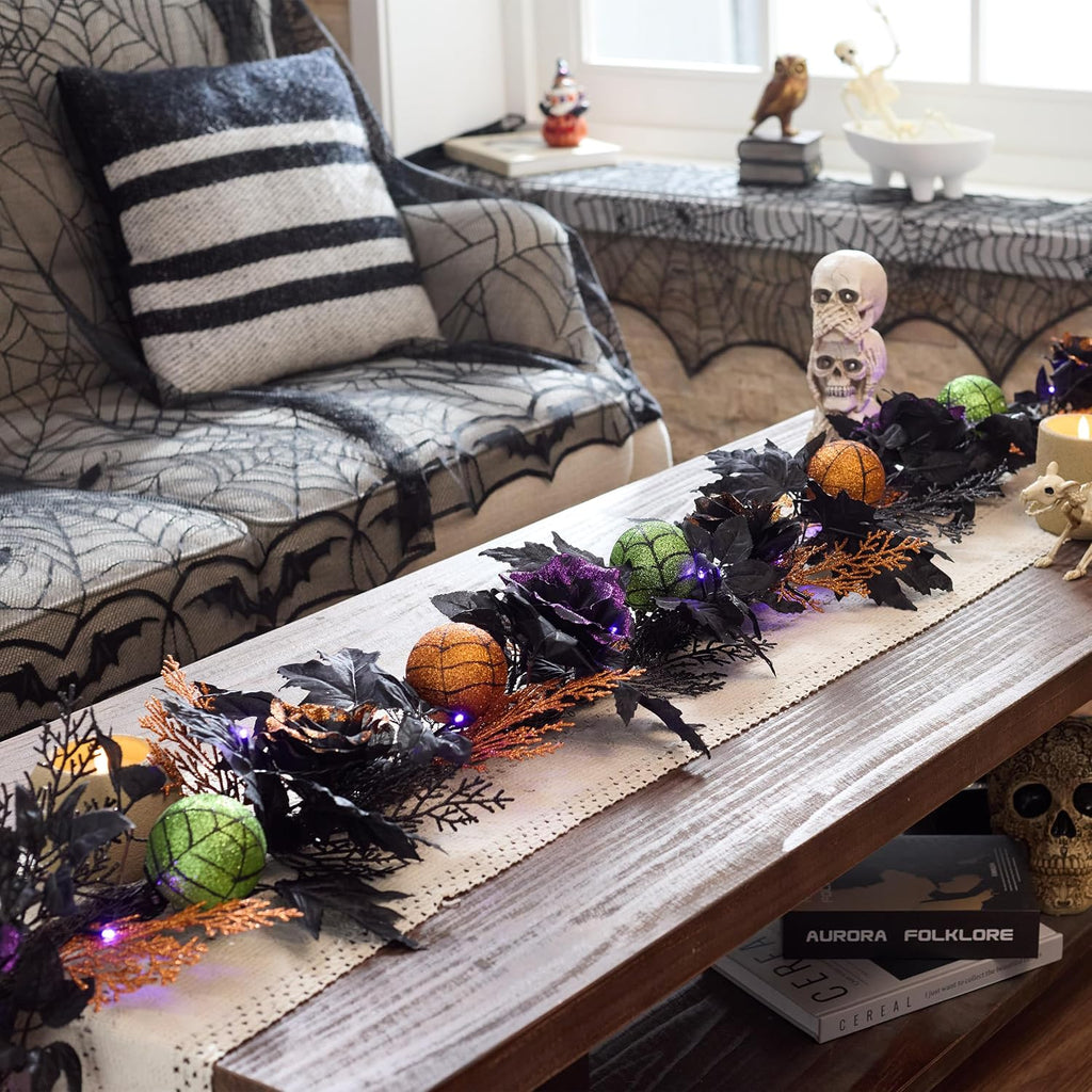 Valery Madelyn 6ft Pre-Lit Halloween Garland for Mantle Party Decorations