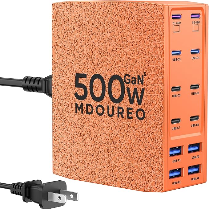 500W USB C Charger Block, 12-Port USB C Charging Station