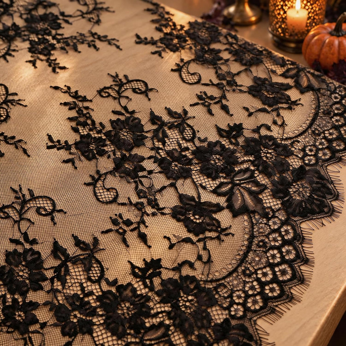 10 PCS Black Lace Table Runner 30x120 Inch Vintage Halloween Party Decor
