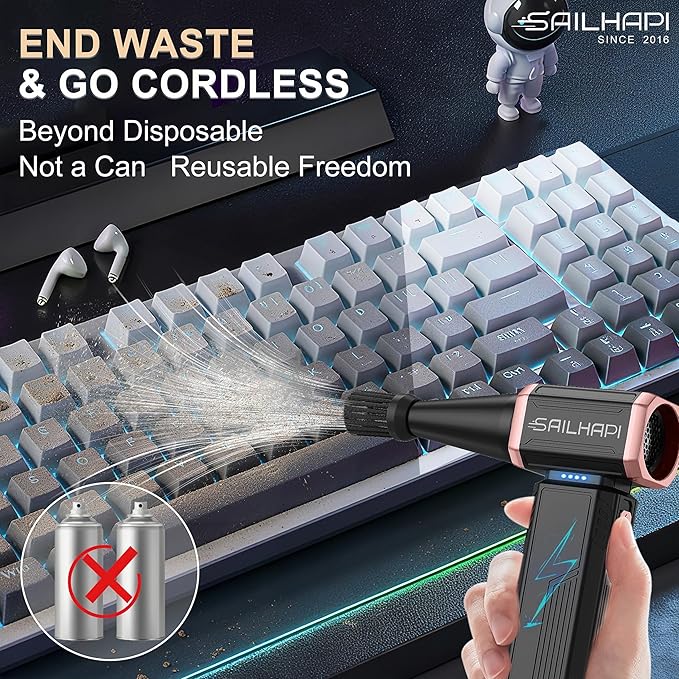 Electric Air Duster, 300000RPM High-Speed Cordless Blower
