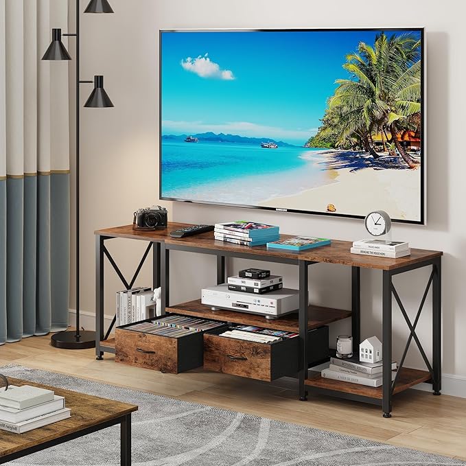 GYIIYUO TV Stand with Fabric Drawers