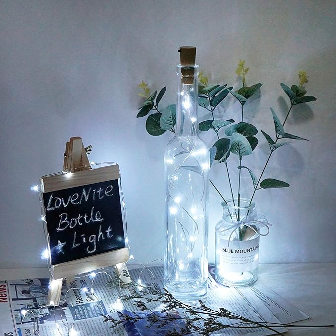 Wine Bottle Lights with Cork, Battery Operated 30 Pack 20 LED Cork Shape Silver Wire Fairy Mini String Lights(No Bottles) for DIY, Party, Decor, Christmas, Halloween,Wedding (30, Cool White)