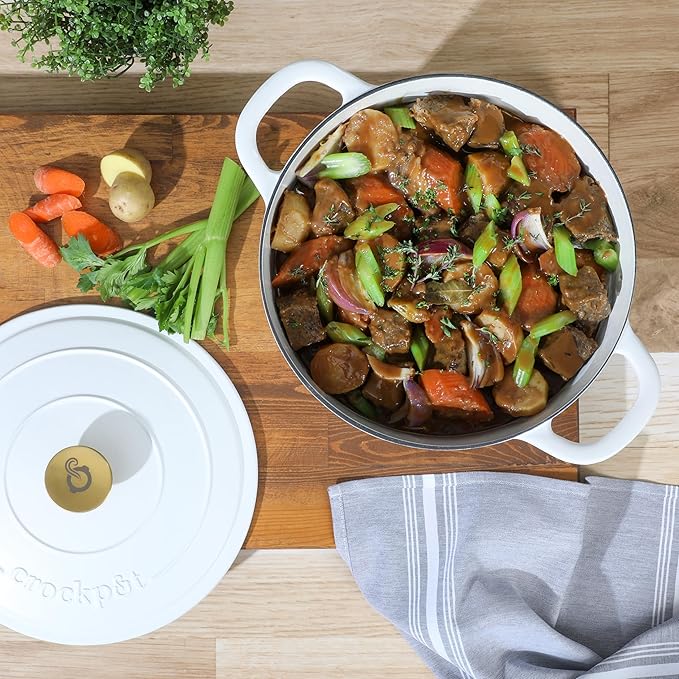 Crock-Pot Artisan 7-Quart Round Dutch Oven – Matte Linen White