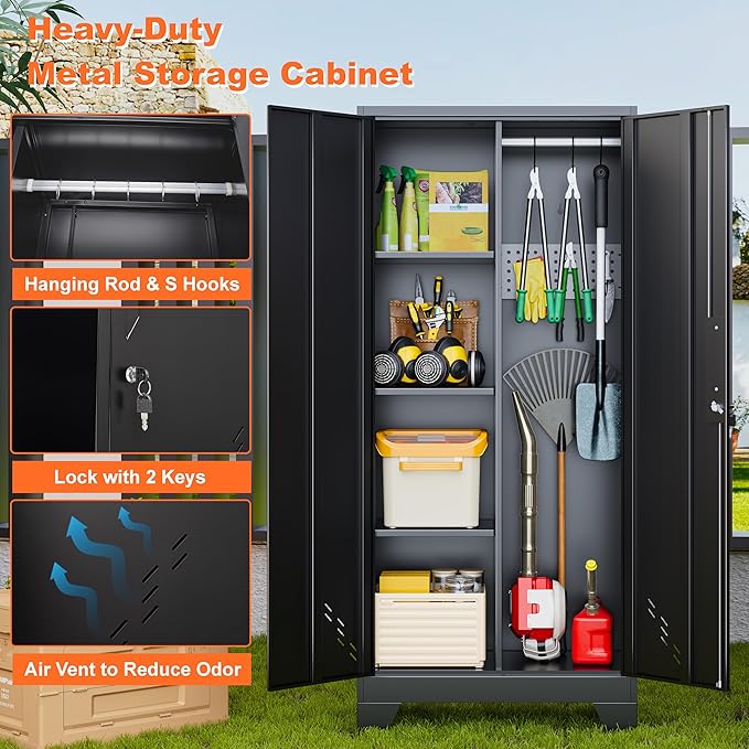 Storage Cabinet 61" H, Metal Outdoor Sheds