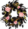 National Tree Company, 24inch Artificial Cute and Creep Halloween Wreath, 40 Pink LED Lights