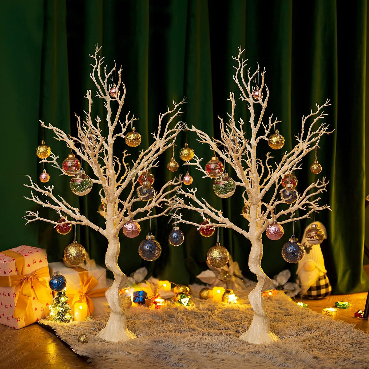 Sziqiqi White Artificial Trees for Wedding Party Decoration Fake Tree Indoor for Home Decor Centerpiece Table Decorations Christmas Halloween 3.4ft Tall