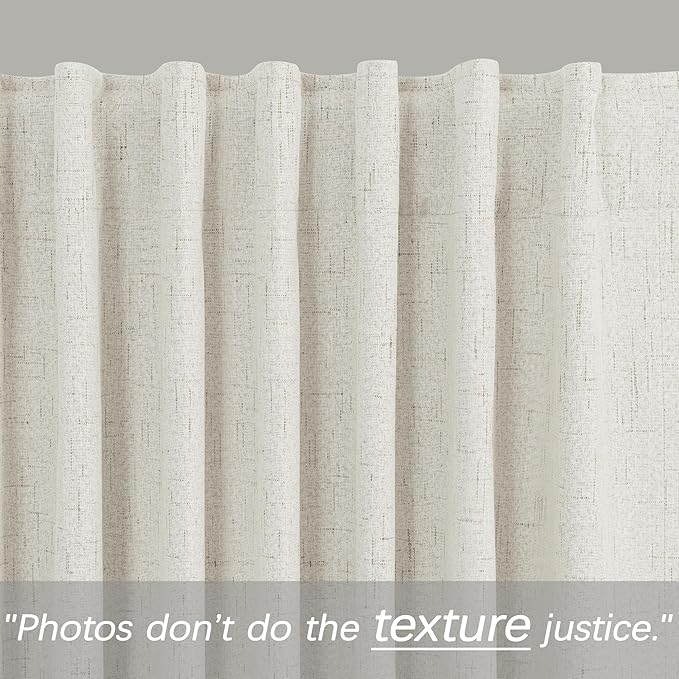 KOUFALL Custom 92 Inch Linen Blackout Curtains Drapes